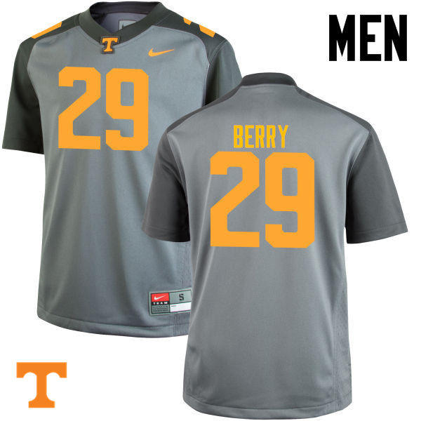 Men #29 Evan Berry Tennessee Volunteers College Football Jerseys-Gray
